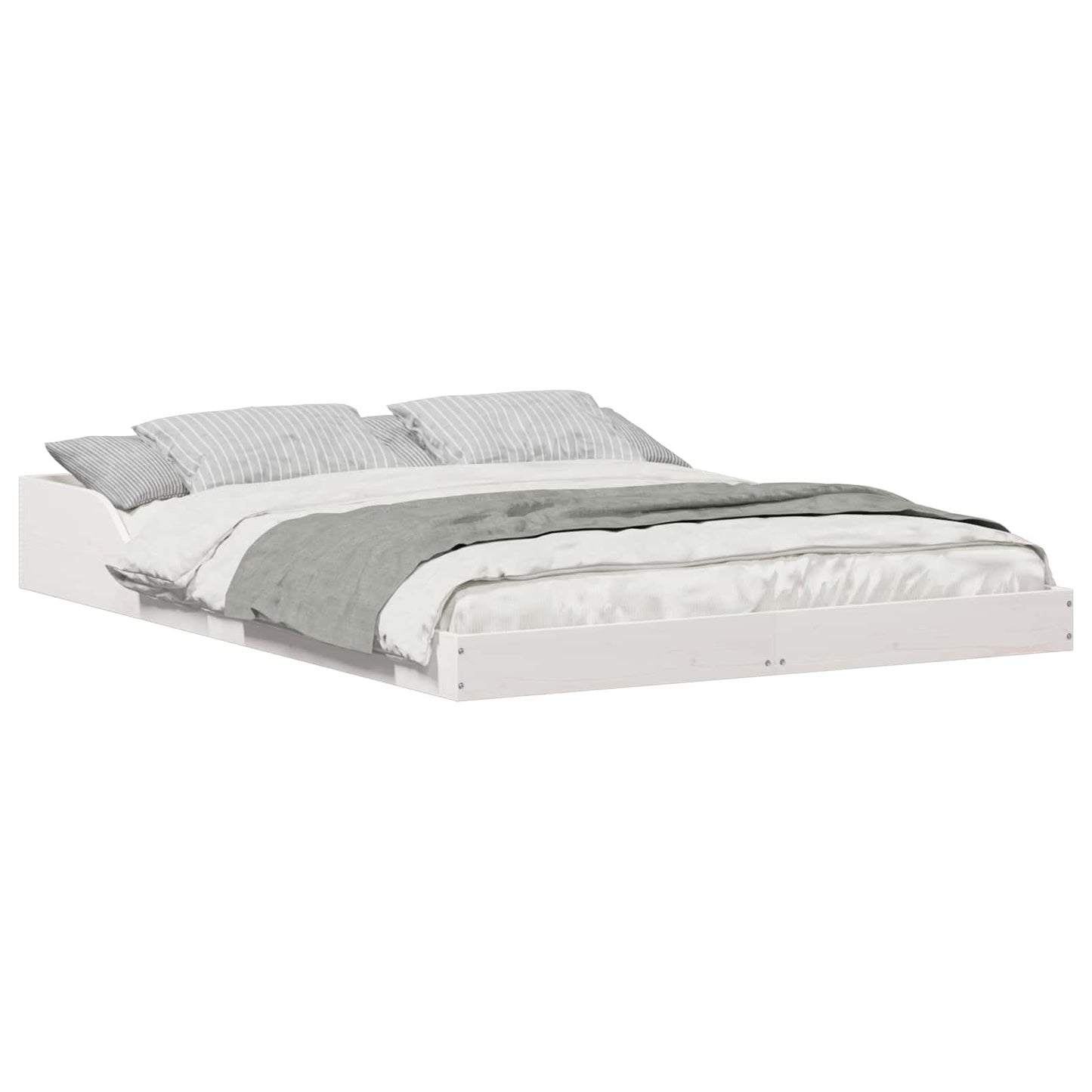 vidaXL Σκελετός Κρεβατιού Λευκό 135 x 190 cm Στερεά ξυλεία πεύκου