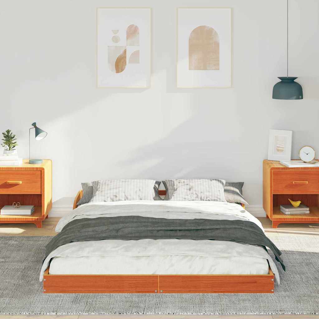 vidaXL Σκελετός Κρεβατιού Κερωτό καφέ 135 x 190 cm