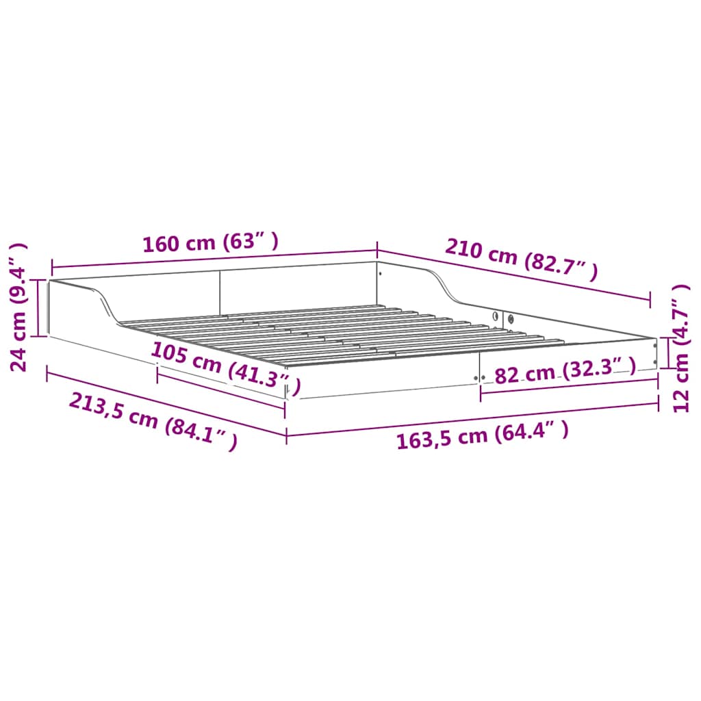 vidaXL Σκελετός Κρεβατιού Κερωτό καφέ 160 x 210 cm