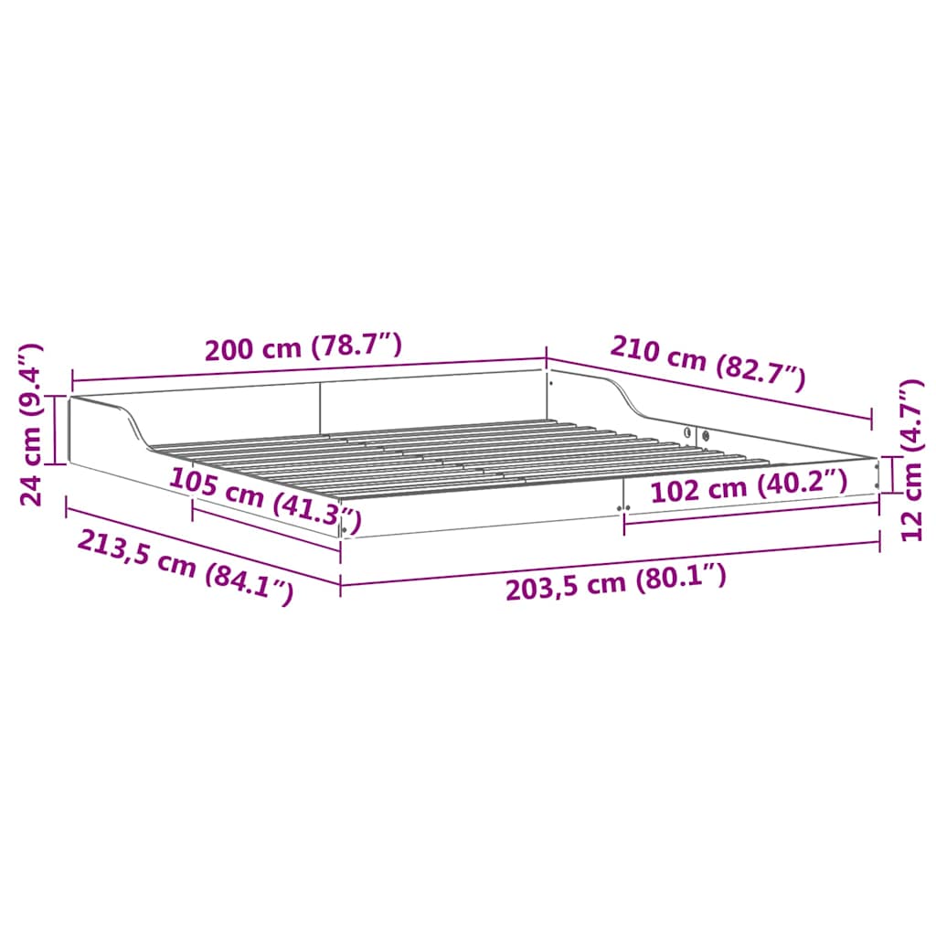 vidaXL Σκελετός Κρεβατιού Καφέ 200 x 210 cm Στερεά ξυλεία πεύκου