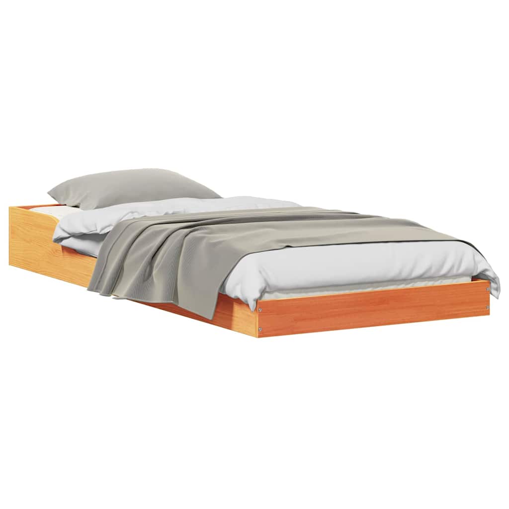 vidaXL Σκελετός Κρεβατιού Κερωτό καφέ 80 x 220 cm Στερεά ξυλεία πεύκου