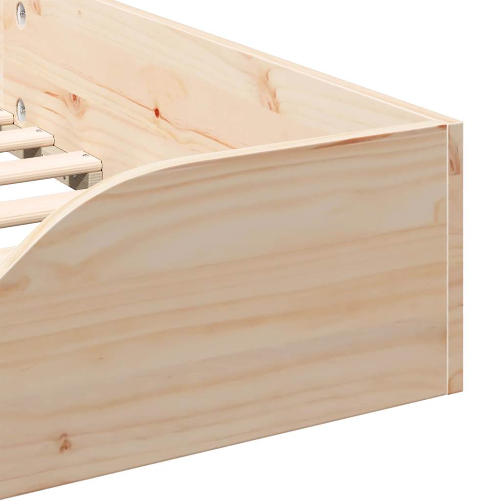 vidaXL Κρεβάτι δαπέδου Καφέ 90 x 200 cm Μασίφ ξύλο πεύκου