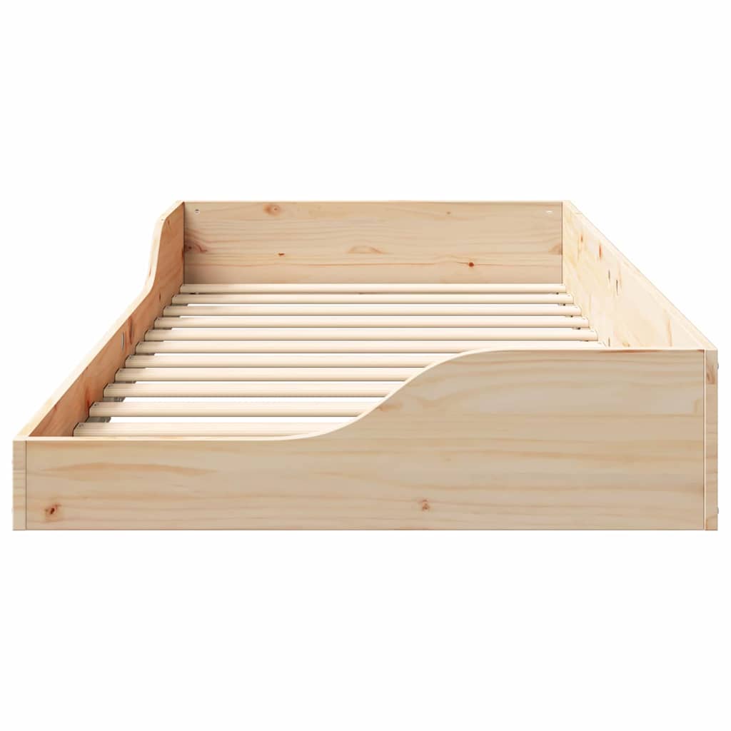 vidaXL Κρεβάτι δαπέδου Καφέ 90 x 200 cm Μασίφ ξύλο πεύκου