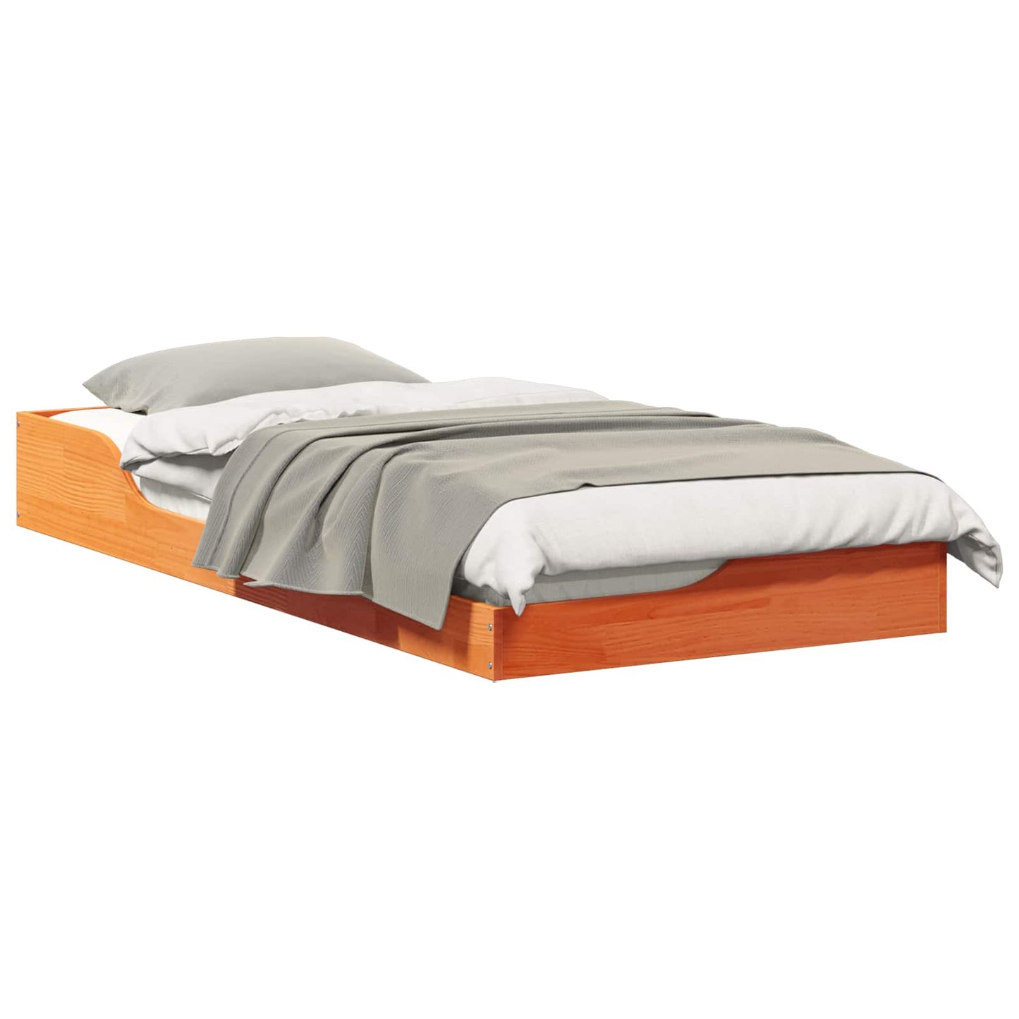 vidaXL Κρεβάτι δαπέδου Καφέ κεριού 90 x 200 cm Μασίφ ξύλο πεύκου