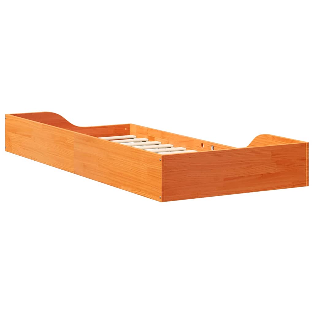 vidaXL Κρεβάτι δαπέδου Καφέ κεριού 80 x 200 cm Μασίφ ξύλο πεύκου