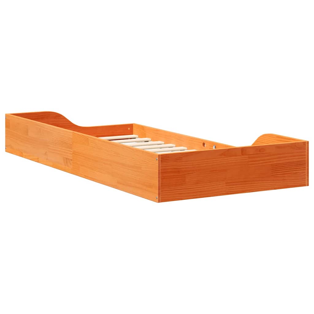 vidaXL Σκελετός Κρεβατιού Κερωτό καφέ 90 x 190 cm Στερεά ξυλεία πεύκου