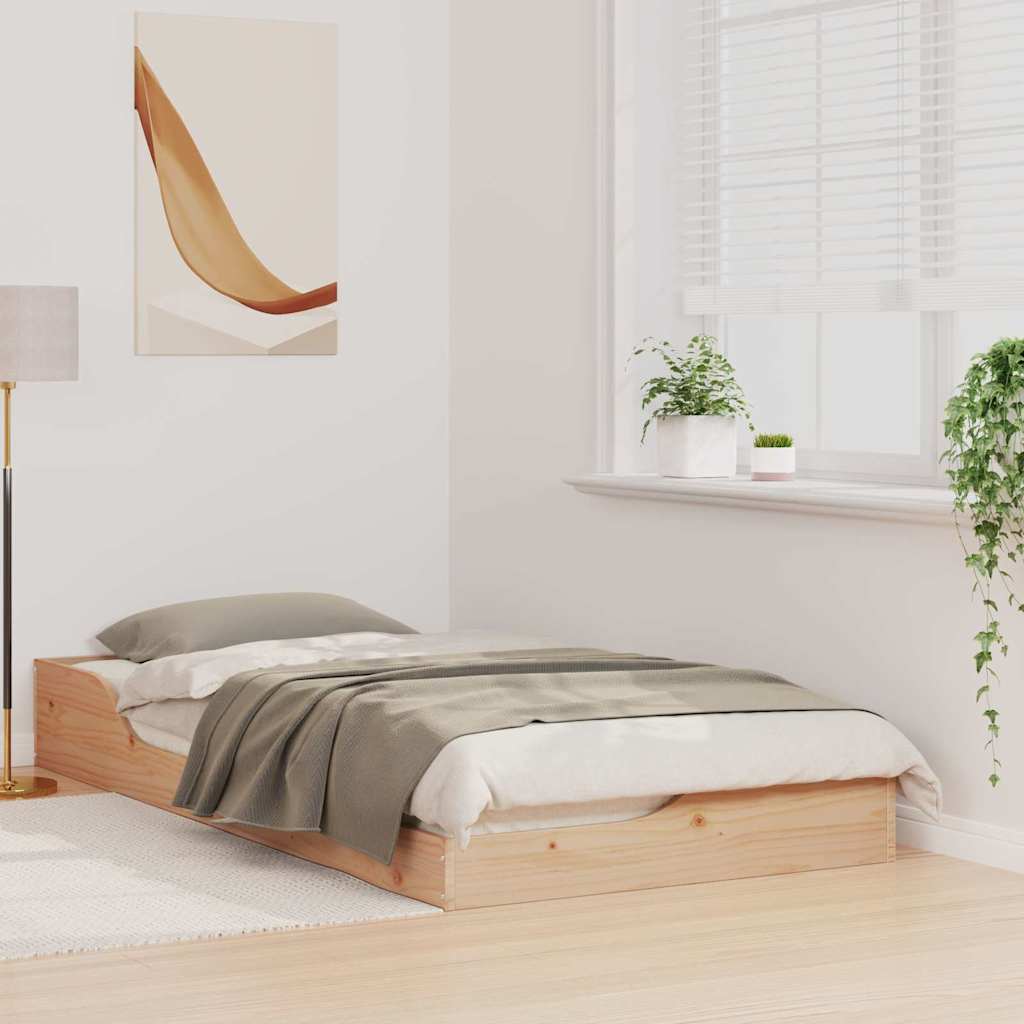 vidaXL Σκελετός Κρεβατιού Καφέ 75 x 190 cm Στερεά ξυλεία πεύκου