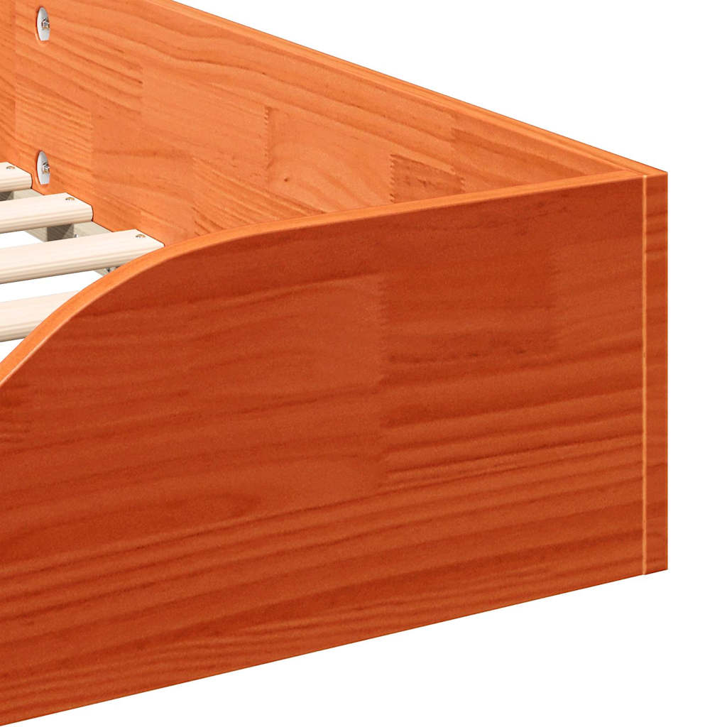 vidaXL Σκελετός Κρεβατιού Κερωτό καφέ 75 x 190 cm Στερεά ξυλεία πεύκου