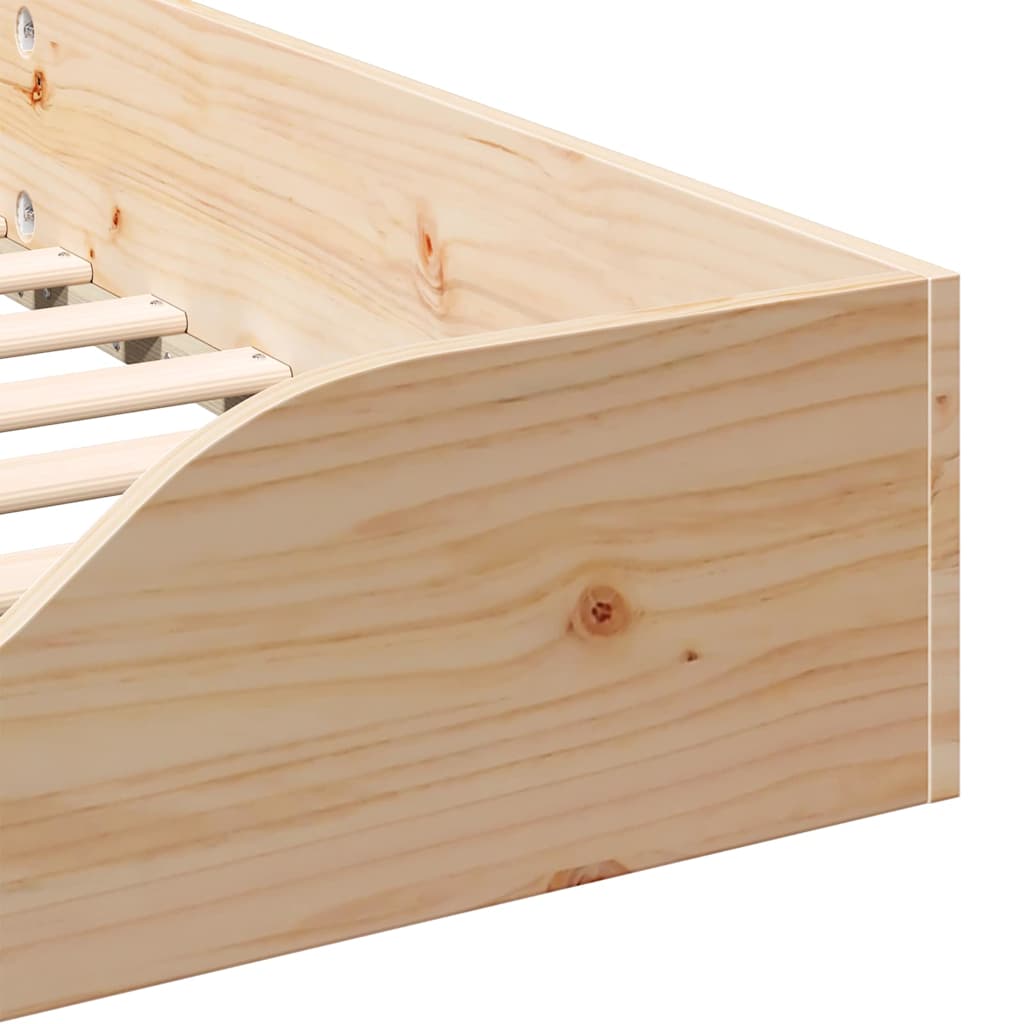 vidaXL Κρεβάτι δαπέδου Καφέ 90 x 220 cm Μασίφ ξύλο πεύκου