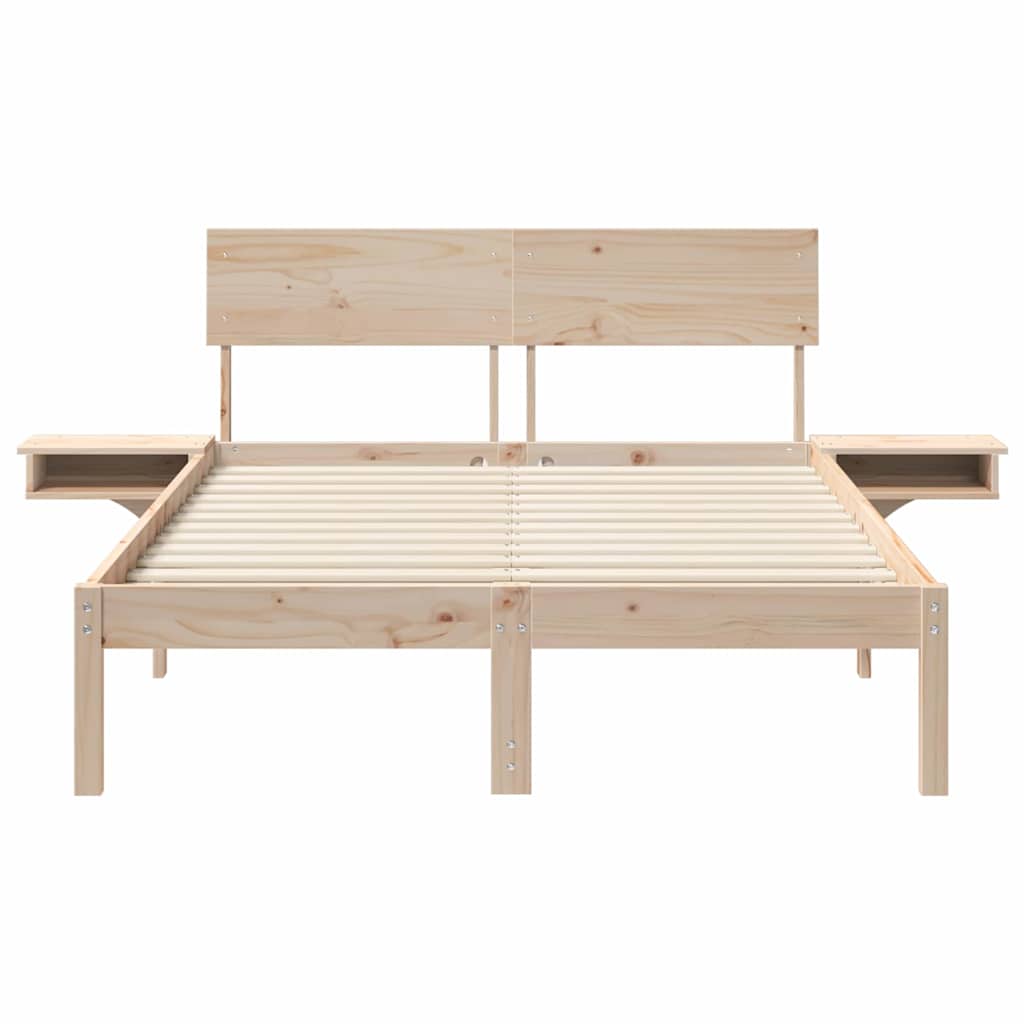 vidaXL Σκελετός Κρεβατιού Καφέ 135 x 190 cm Στερεά ξυλεία πεύκου