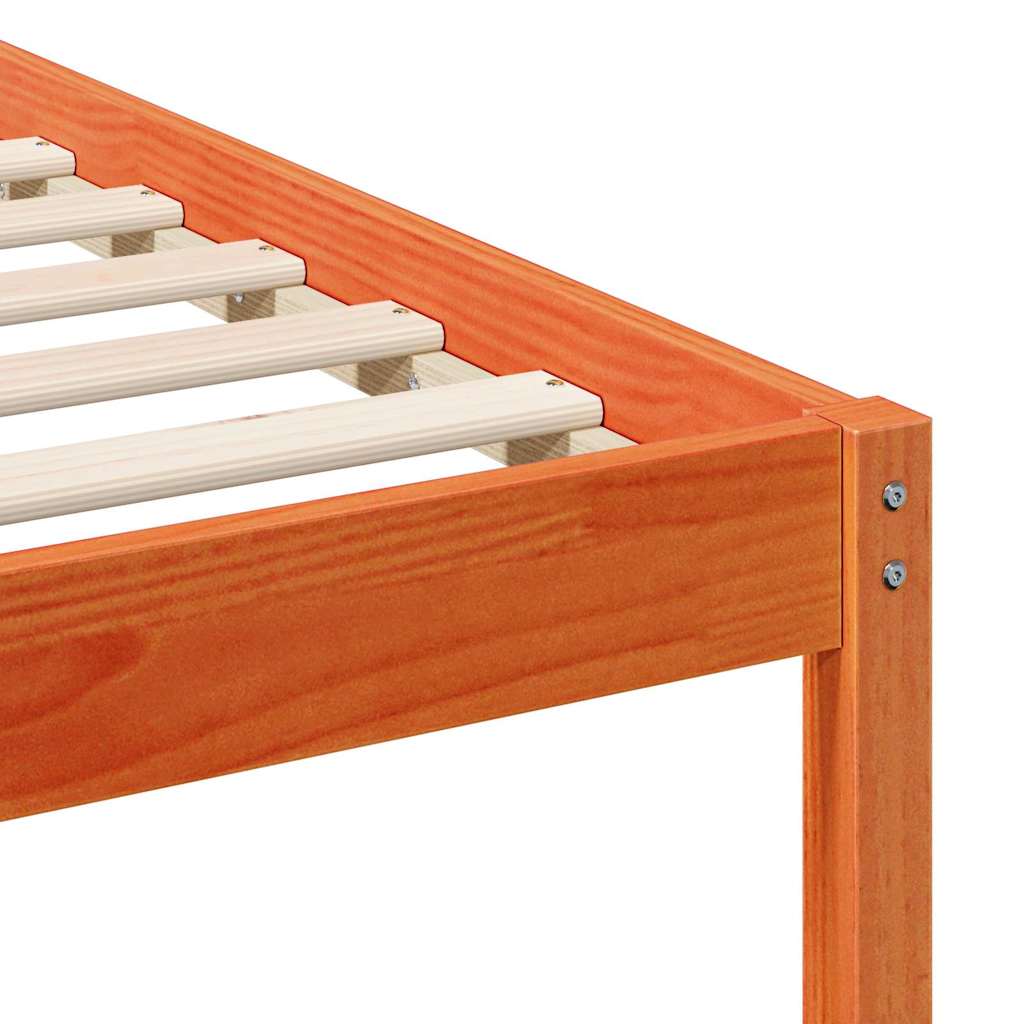 vidaXL Σκελετός Κρεβατιού Κερωτό καφέ 90 x 190 cm Στερεά ξυλεία πεύκου