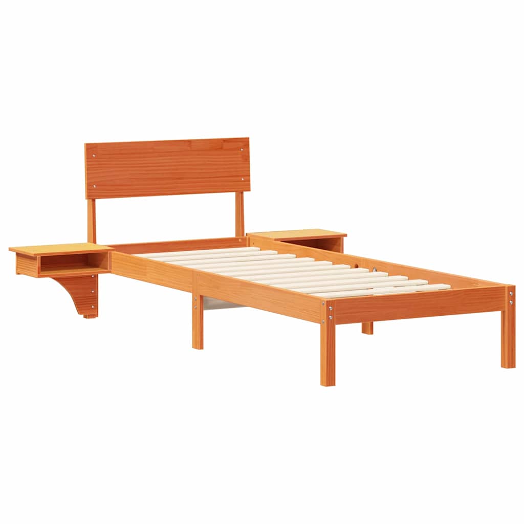 vidaXL Σκελετός Κρεβατιού Κερωτό καφέ 75 x 190 cm Στερεά ξυλεία πεύκου