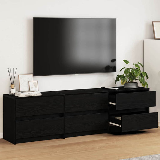 vidaXL Ντουλάπι TV Μαύρο 182 x 34 x 50 εκ. Επεξεργασμένο ξύλο