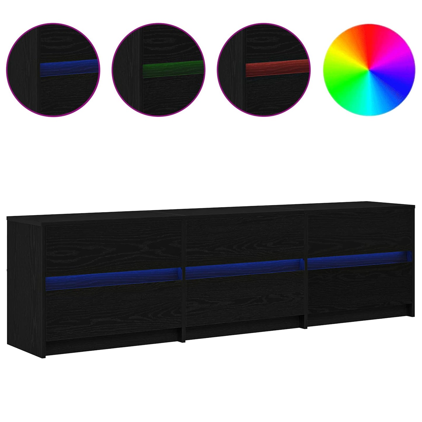 vidaXL Μονάδες TV 180 x 34 x 50 εκ Μαύρη Οξυά Επεξεργασμένο Ξύλο