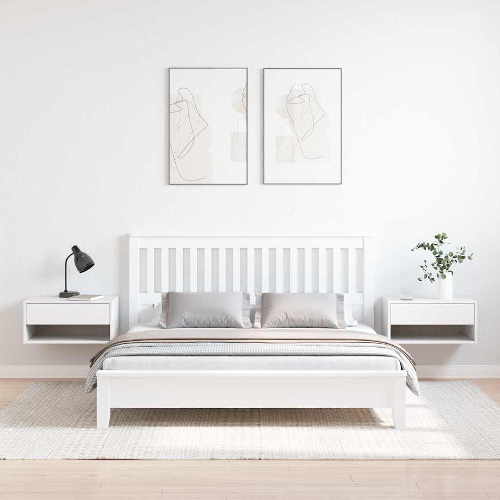 vidaXL Κομοδίνο 2 pcs Λευκό 50 x 32,5 x 24 εκ Μασίφ ξύλο πεύκου