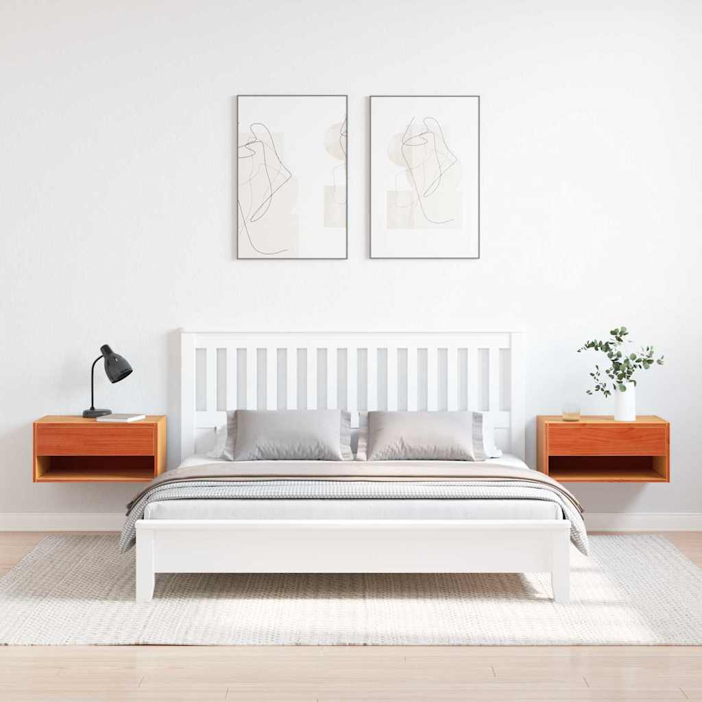 vidaXL Κομοδίνο 2 pcs Κερωτό καφέ 50 x 32,5 x 24 εκ Μασίφ ξύλο πεύκου