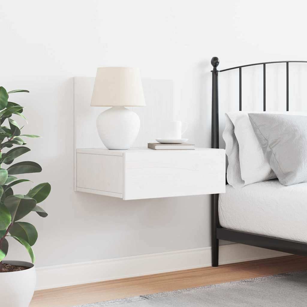 vidaXL Κομοδίνο με συρτάρι Λευκό 42 x 32,5 x 40 εκ Μασίφ ξύλο πεύκου