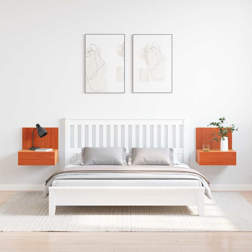 vidaXL Κομοδίνο 2 pcs Κερωτό καφέ 42 x 32,5 x 40 εκ Μασίφ ξύλο πεύκου