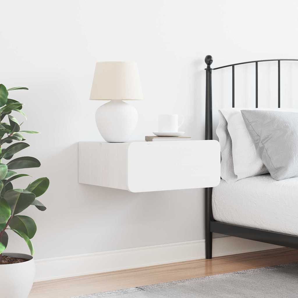 vidaXL Κομοδίνο με συρτάρι Λευκό 39 x 34 x 16,5 εκ. Μασίφ ξύλο πεύκου