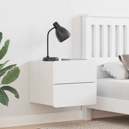 vidaXL Κομοδίνο με συρτάρι Λευκό 39 x 34 x 33 εκ. Μασίφ ξύλο πεύκου