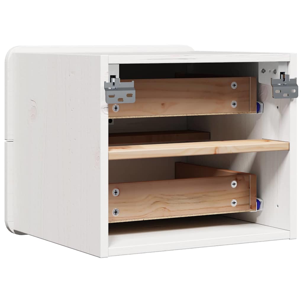 vidaXL Κομοδίνο με συρτάρι Λευκό 39 x 34 x 33 εκ. Μασίφ ξύλο πεύκου