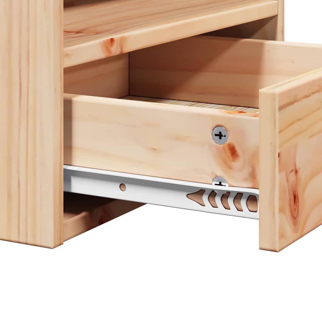 vidaXL Κομοδίνο με συρτάρι Καφέ 38 x 36 x 29,5 εκ Μασίφ ξύλο πεύκου