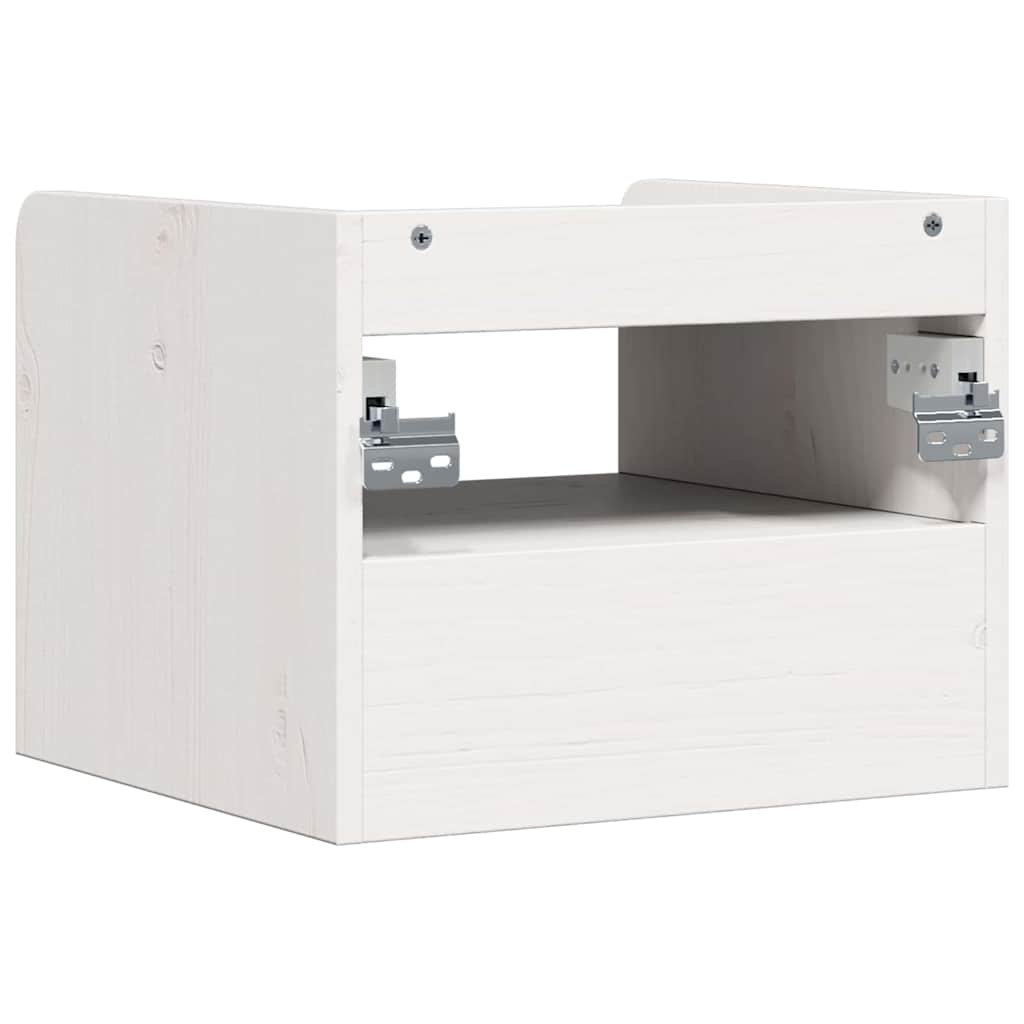 vidaXL Κομοδίνο με συρτάρι Λευκό 38 x 36 x 29,5 εκ Μασίφ ξύλο πεύκου