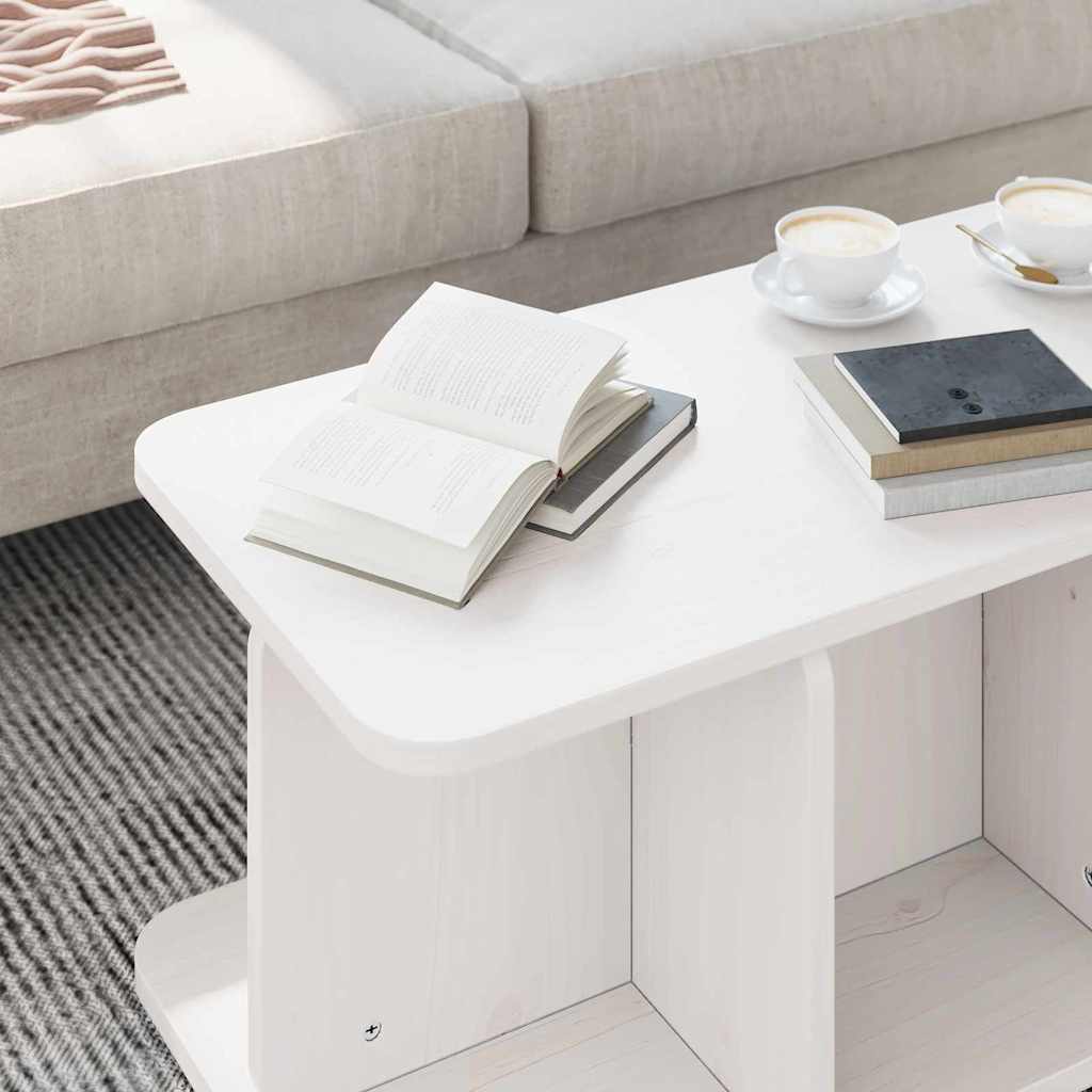 vidaXL Τραπεζάκι σαλονιού Λευκό 80 x 39.5 x 33.5 εκ Μασίφ ξύλο πεύκου