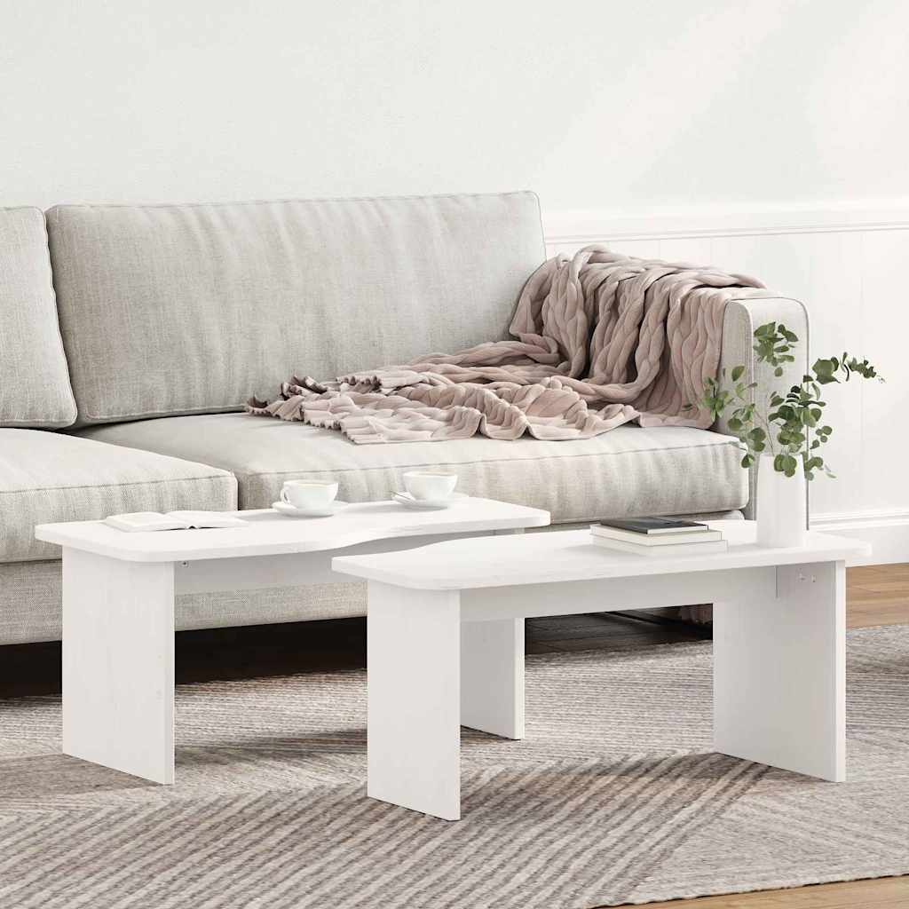 vidaXL Τραπεζάκι σαλονιού 2 pcs Λευκό Μασίφ ξύλο πεύκου