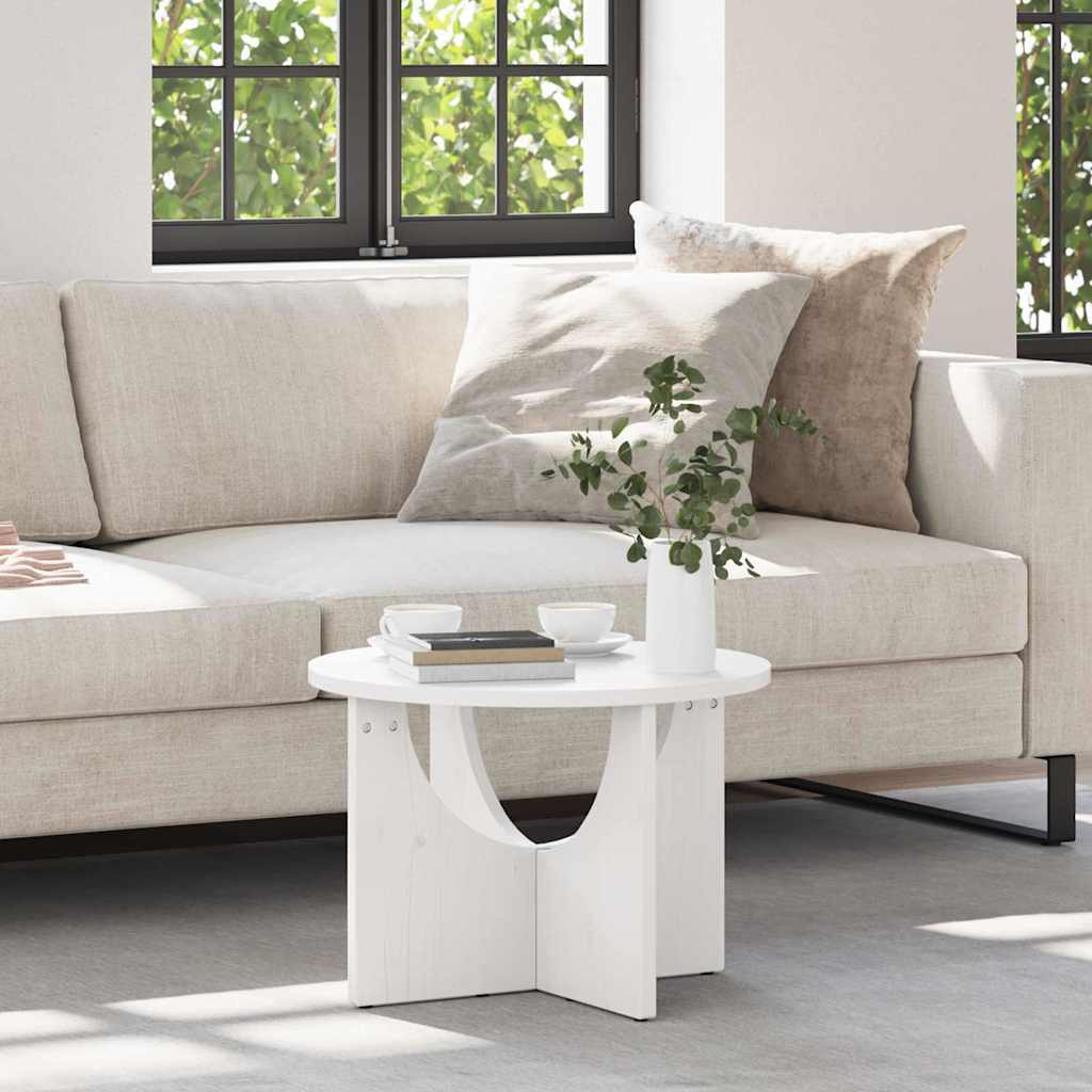 vidaXL Τραπεζάκι σαλονιού Λευκό 50 x 50 x 35 cm Μασίφ ξύλο πεύκου