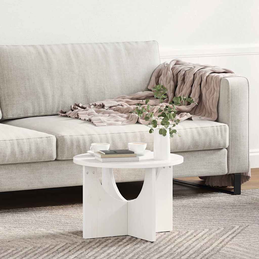 vidaXL Τραπεζάκι σαλονιού Λευκό 50 x 50 x 35 cm Μασίφ ξύλο πεύκου