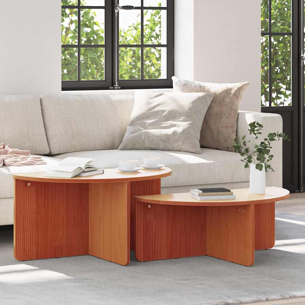 vidaXL Τραπεζάκι σαλονιού 2 τμχ. Κερωτό καφέ 79 x 39,5 x 40 εκ