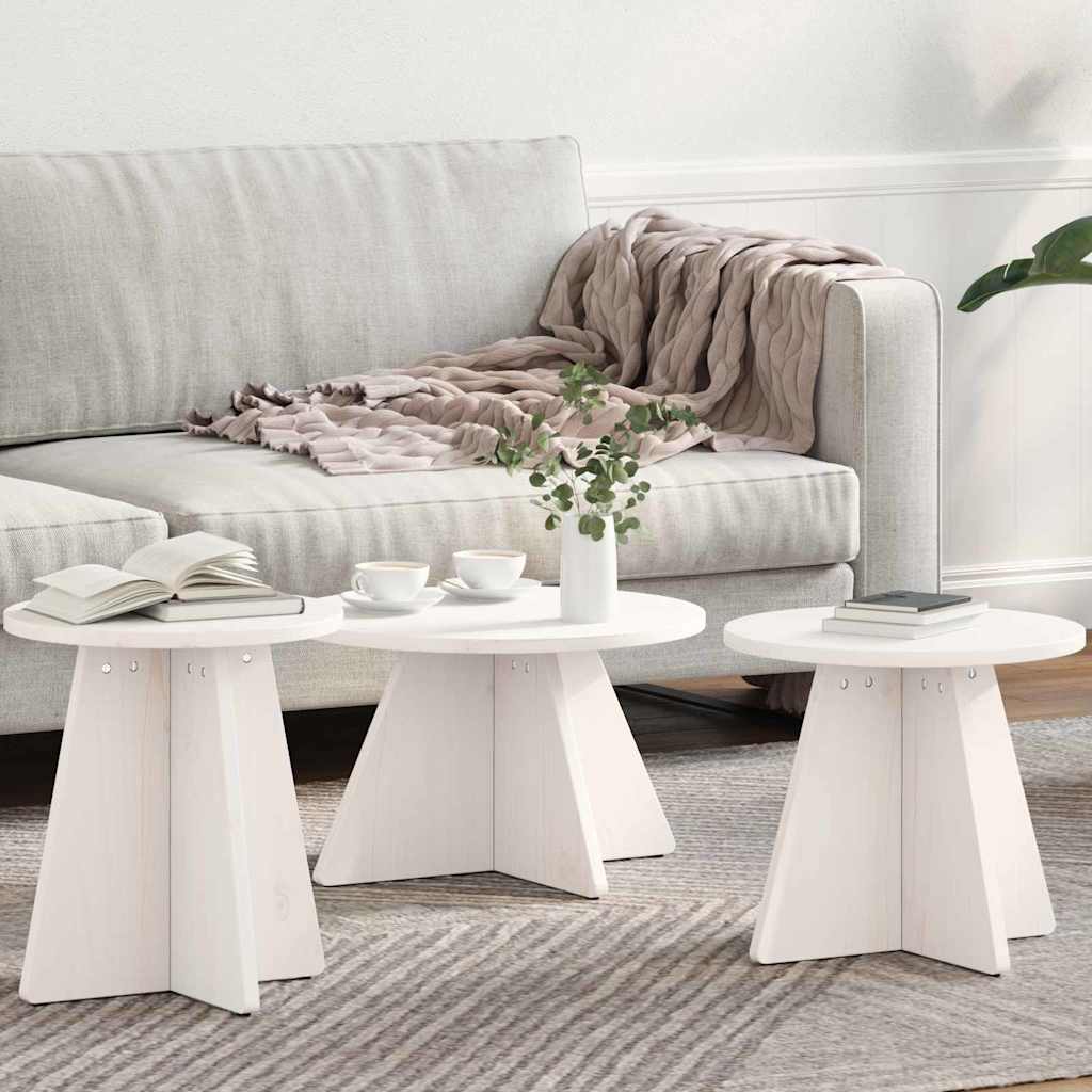 vidaXL Τραπεζάκι σαλονιού 3 pcs Λευκό