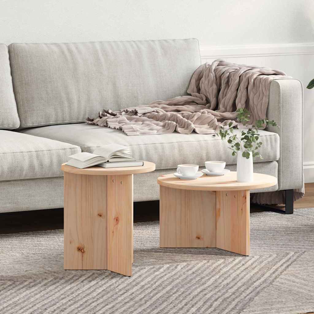 vidaXL Τραπεζάκι σαλονιού 2 pcs Φυσικό Μασίφ ξύλο πεύκου