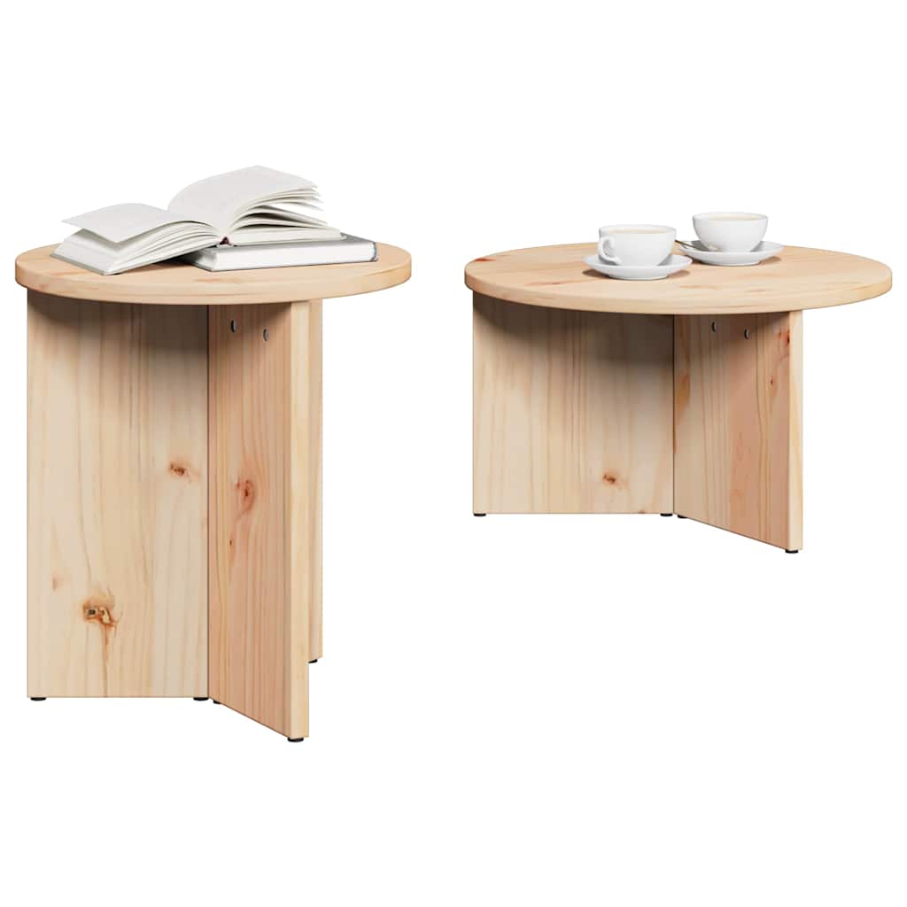 vidaXL Τραπεζάκι σαλονιού 2 pcs Φυσικό Μασίφ ξύλο πεύκου
