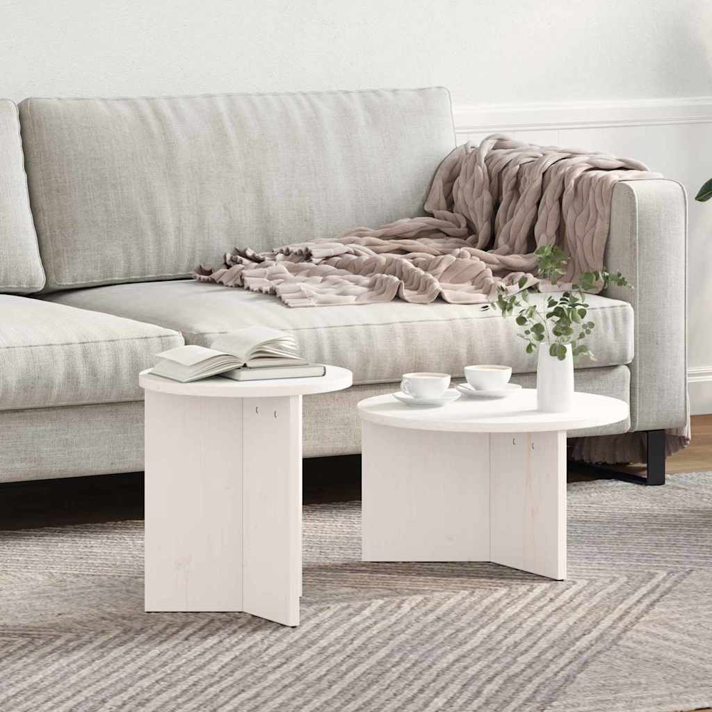 vidaXL Τραπεζάκι σαλονιού 2 pcs Λευκό Μασίφ ξύλο πεύκου