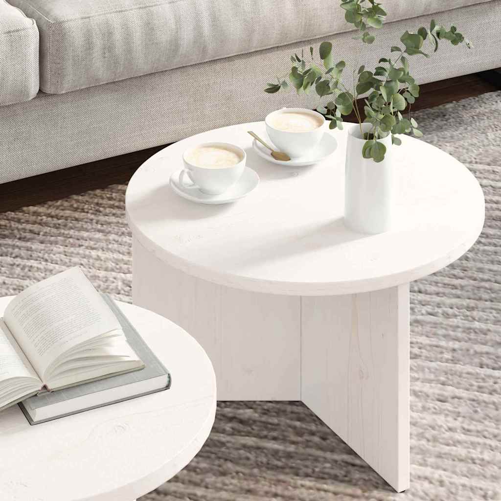 vidaXL Τραπεζάκι σαλονιού 2 pcs Λευκό Μασίφ ξύλο πεύκου