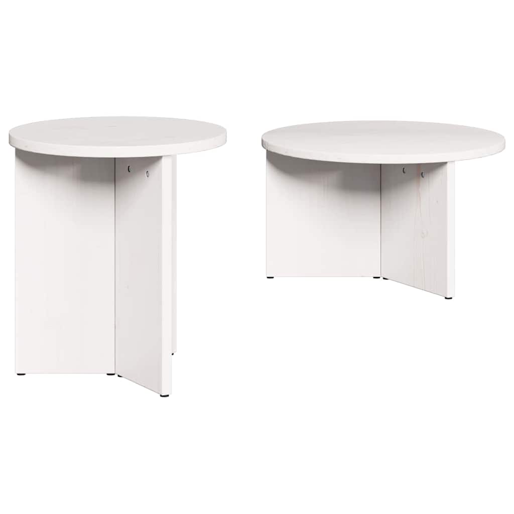 vidaXL Τραπεζάκι σαλονιού 2 pcs Λευκό Μασίφ ξύλο πεύκου