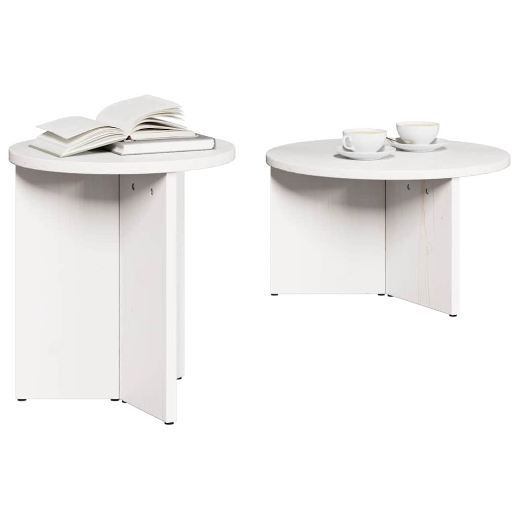 vidaXL Τραπεζάκι σαλονιού 2 pcs Λευκό Μασίφ ξύλο πεύκου