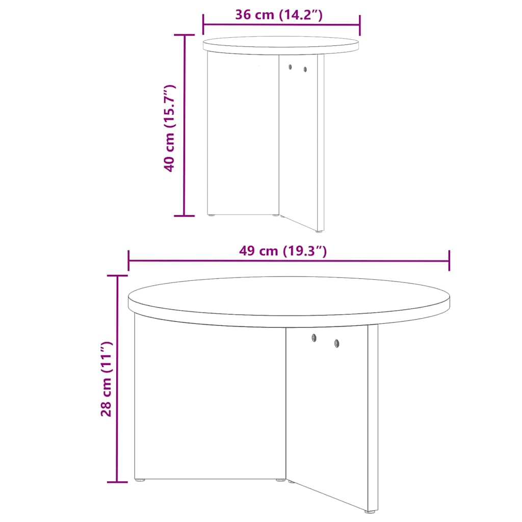vidaXL Τραπεζάκι σαλονιού 2 pcs Λευκό Μασίφ ξύλο πεύκου