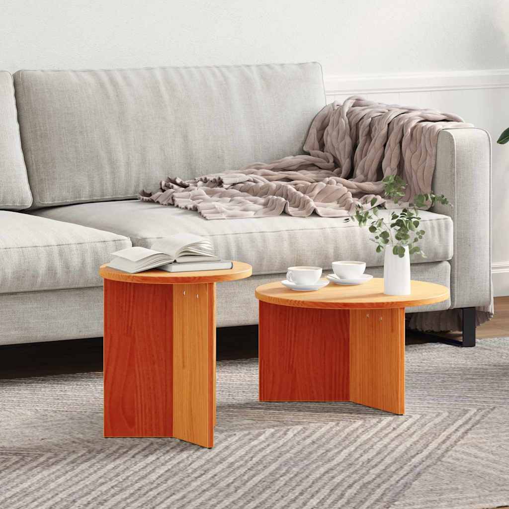 vidaXL Τραπεζάκι σαλονιού 2 τμχ. Κερωτό καφέ 49 x 49 x 28 εκ.