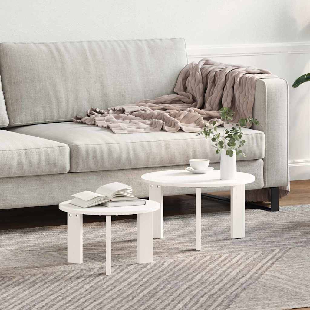 vidaXL Τραπεζάκι σαλονιού 2 pcs Λευκό Μασίφ ξύλο πεύκου
