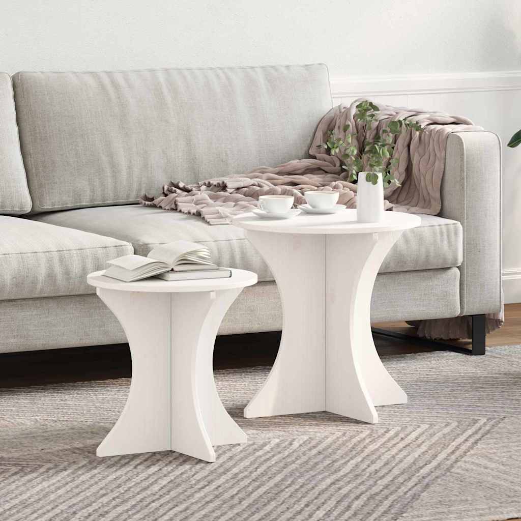 vidaXL Τραπεζάκι σαλονιού 2 pcs Λευκό Μασίφ ξύλο πεύκου
