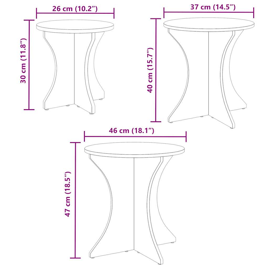 vidaXL Τραπεζάκι σαλονιού 3 pcs Φυσικό