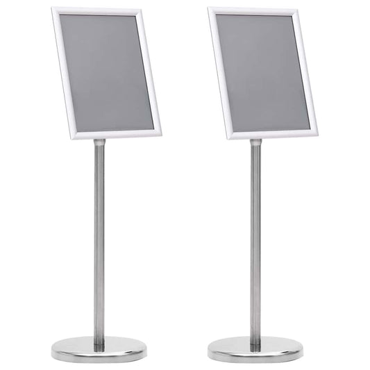 vidaXL Βάσεις Αφισών 2 pcs Ασημί 32,7 x 24 x 108 εκ. Αλουμίνιο