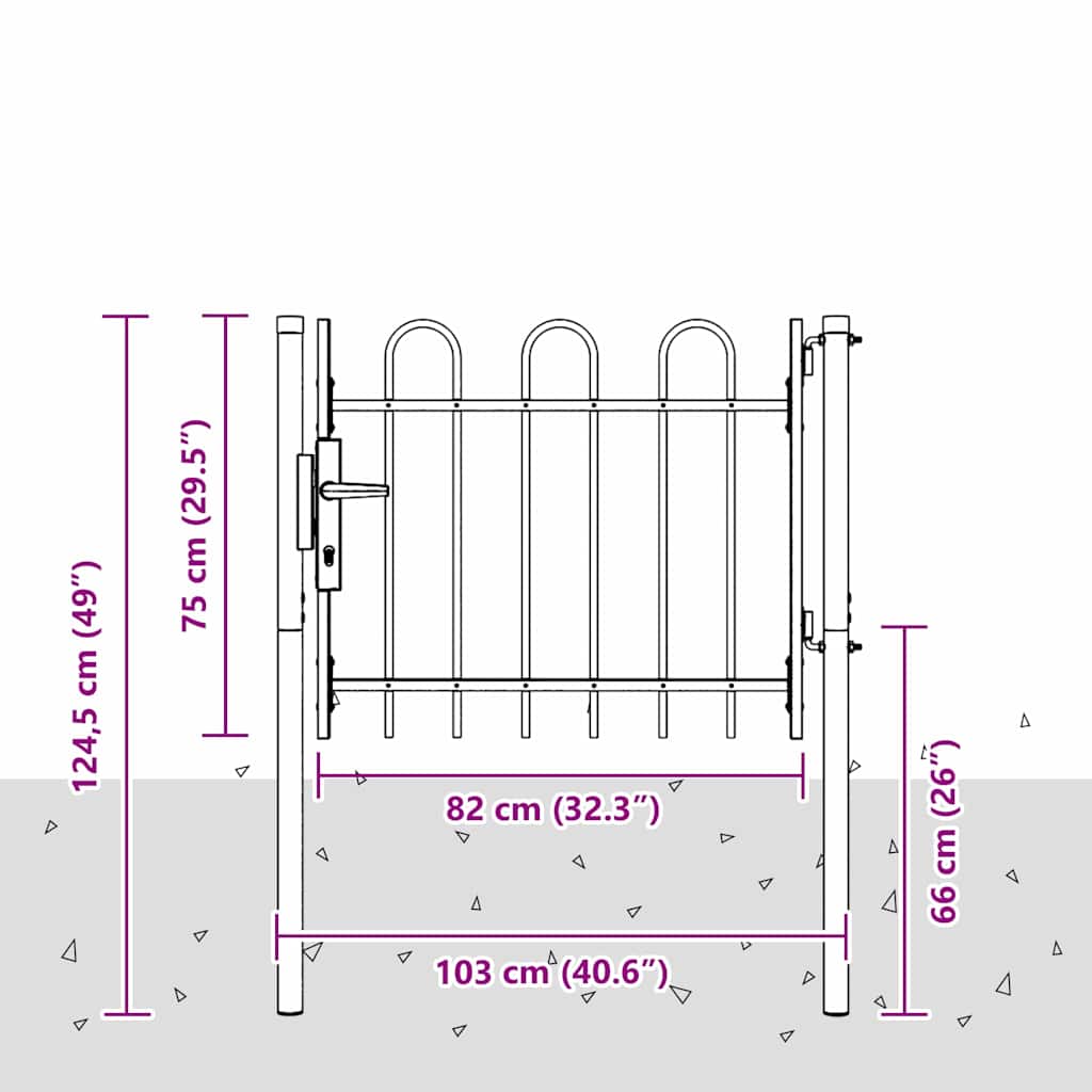 vidaXL Πύλη Φράχτη Γκρι 103 x 250 εκ Χάλυβας με επίστρωση πούδρας