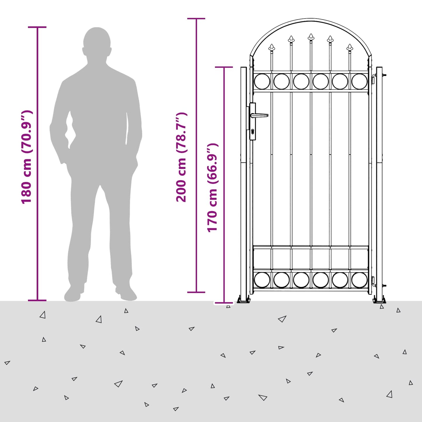 vidaXL Στύλος Περιφράξεων με κλειδαριά Γκρι 200 x 88 x 14 εκ. Ατσάλι