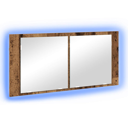 vidaXL LED Καθρέφτης Ντουλάπας Παλαιό ξύλο 100 x 12 x 45 εκατοστά