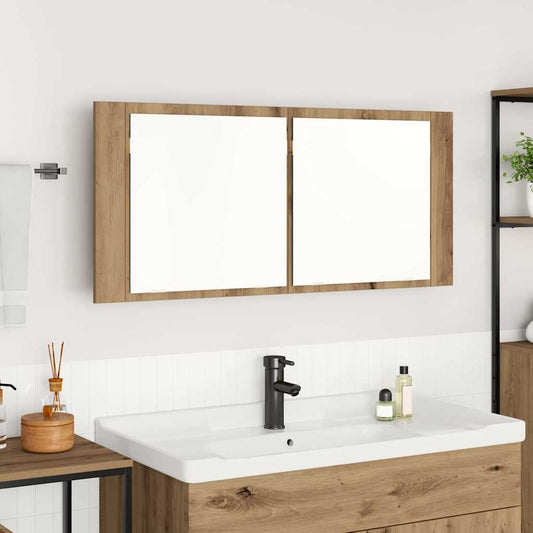 vidaXL LED Καθρέφτης Ντουλάπας artisan δρυς 100 x 12 x 45 εκατοστά