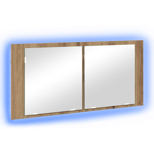 vidaXL LED Καθρέφτης Ντουλάπας artisan δρυς 100 x 12 x 45 εκατοστά